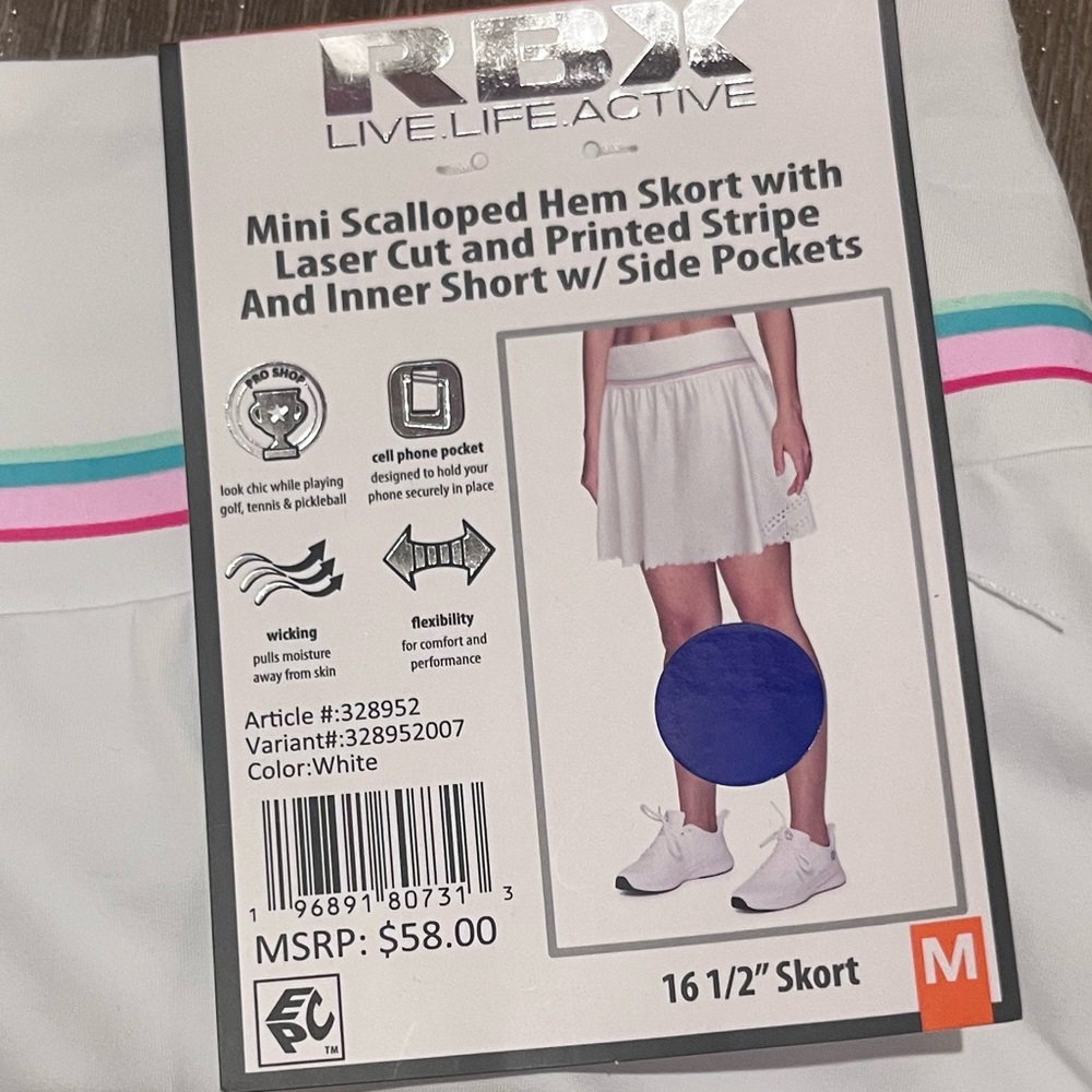 RBX White Skort with Pink and Blue Accents